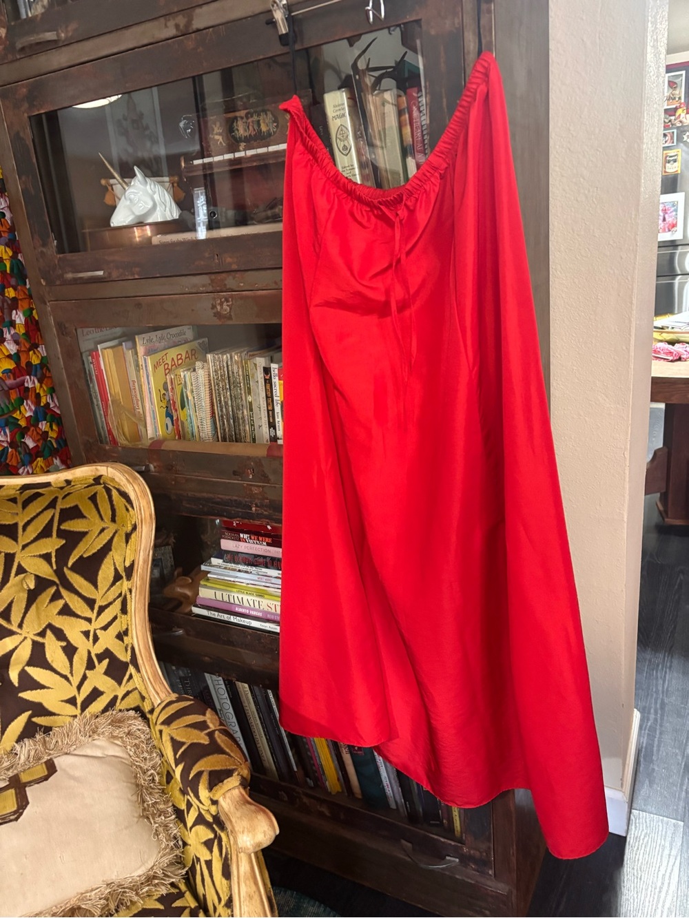 1910’s Bright Red Women's Maxi Skirt with Elastic Waist